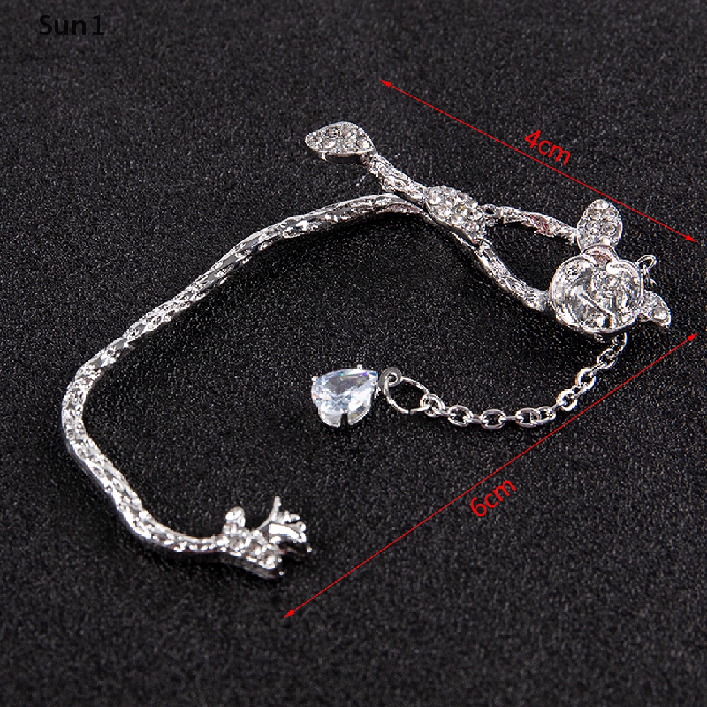 Sun1 &gt; Bông Tai Dạng Kẹp Hình Hoa Hồng Đính Đá Zircon Không Cần Kẹp Phong Cách Vintage Tinh Tế