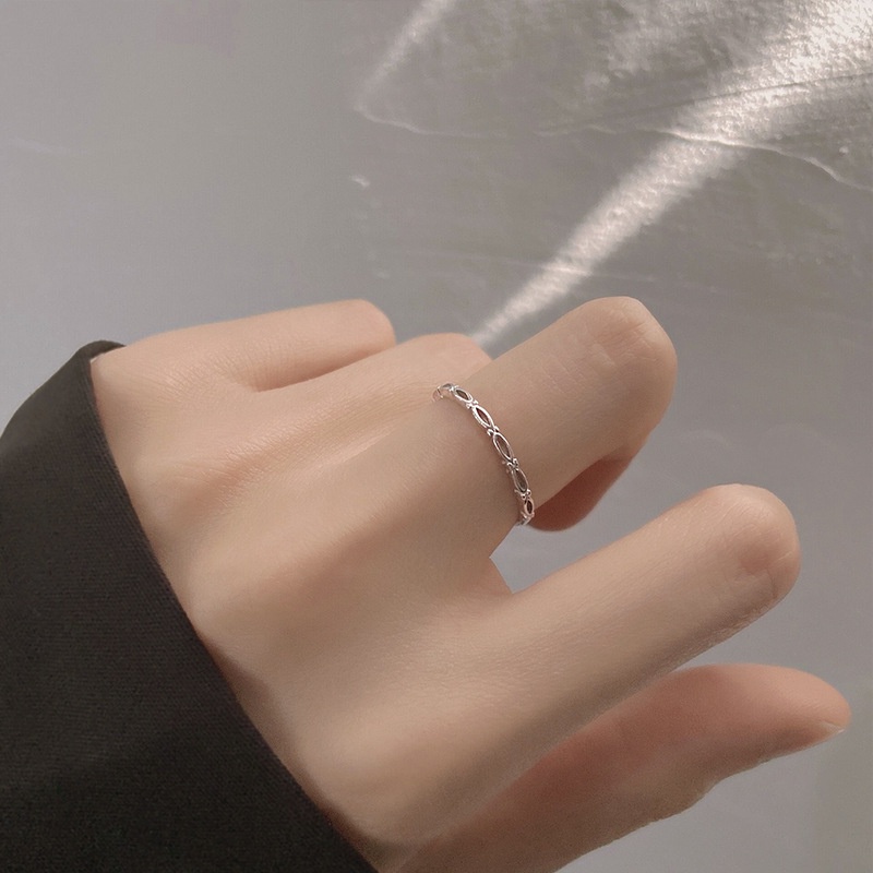 Nhẫn Hở Mạ Bạc 925 Kiểu Dáng Hình Học Thanh Lịch Thời Trang