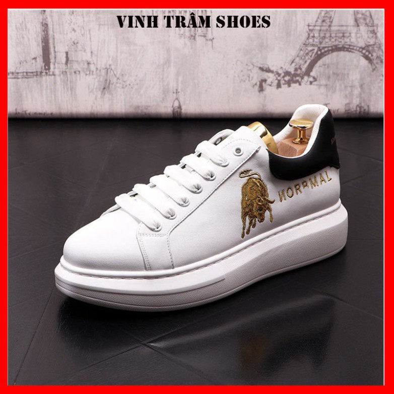 Giày thể thao nam sneaker đế cao 5 cm hai màu trắng đen , hàng sẵn kho 38 -43