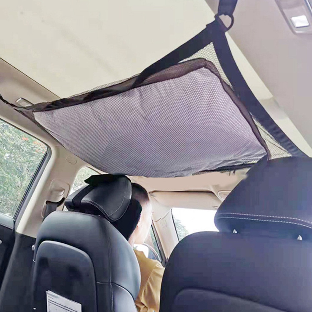 Pu Túi Lưới Đựng Đồ Dùng Treo Trần Xe Hơi Bằng Polyester Có Dây Kéo Điều Chỉnh Được Độ Cứng Cao