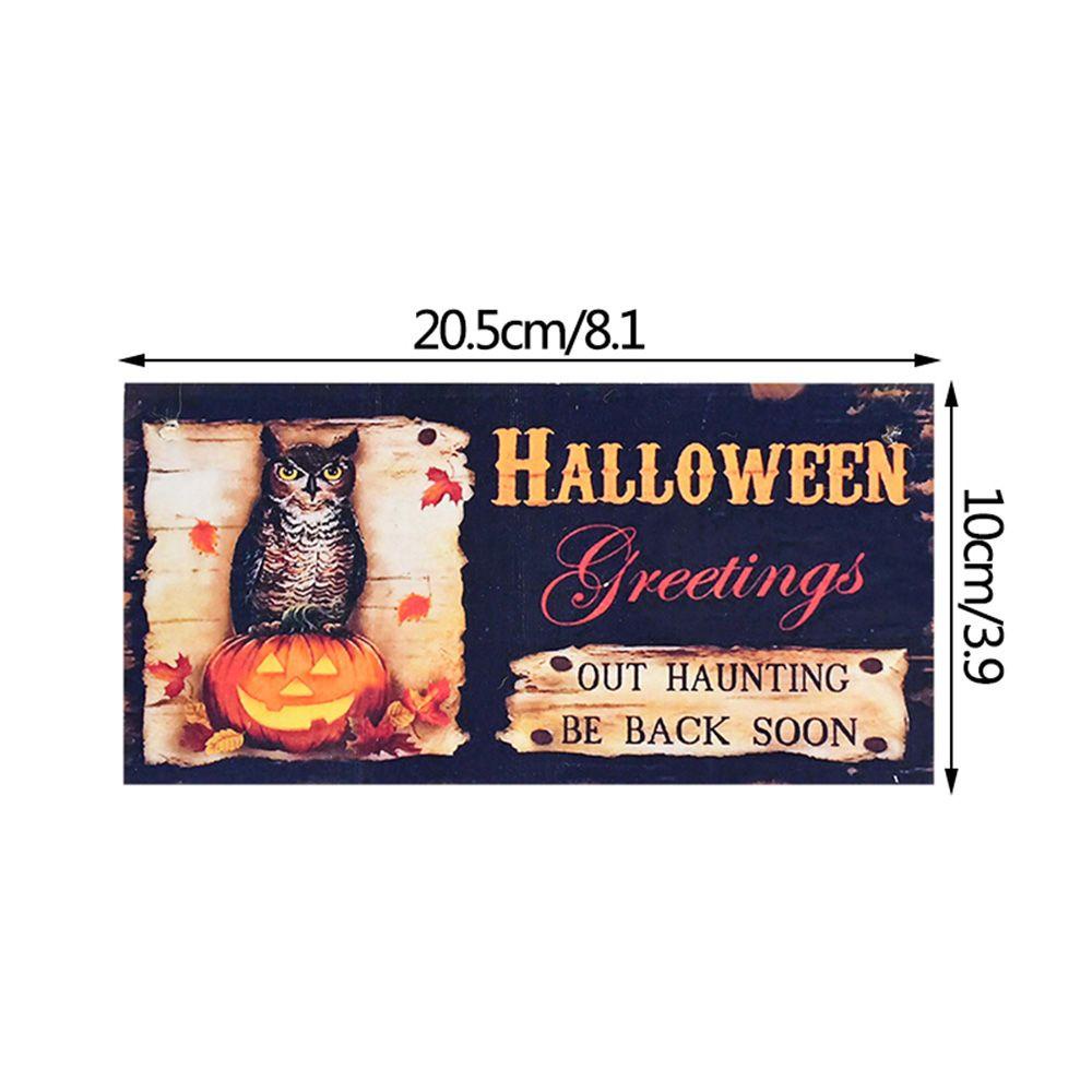 Bảng Gỗ Họa Tiết Đầu Lâu Và Bí Ngô Trang Trí Halloween