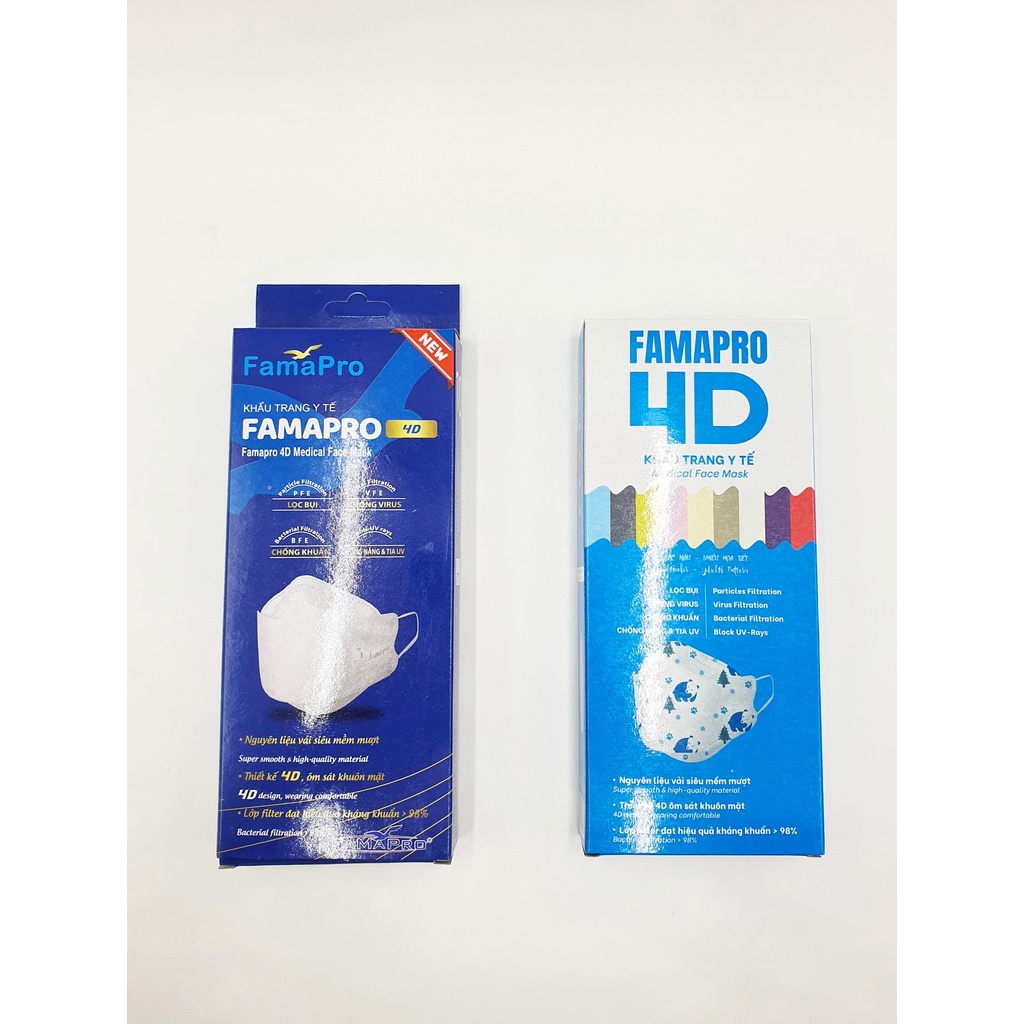 COMBO 50 - 100 cái Khẩu trang Famapro 4D KF94  - Hộp 10 cái