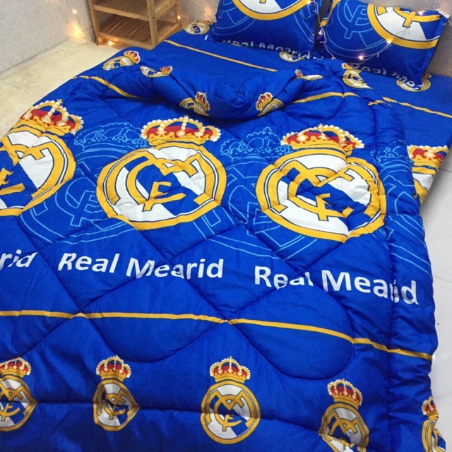 Bộ Chăn Ga Gối CLB Bóng Đá Read Madrid Chăn Chần Bông