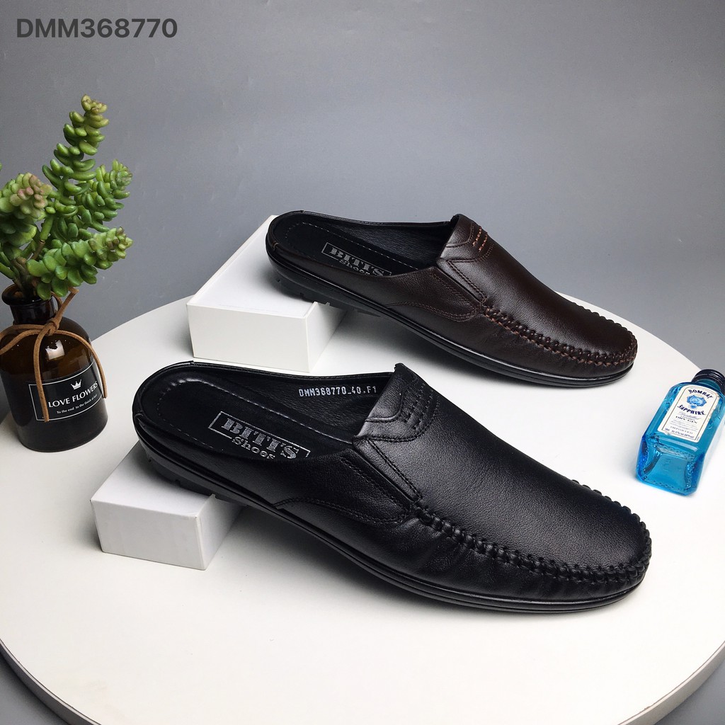 Sục nam BlTIS ❤️FREESHIP❤️ Giày sapo công sở da bò trơn khâu viền đế cao su DMM368770 | BigBuy360 - bigbuy360.vn
