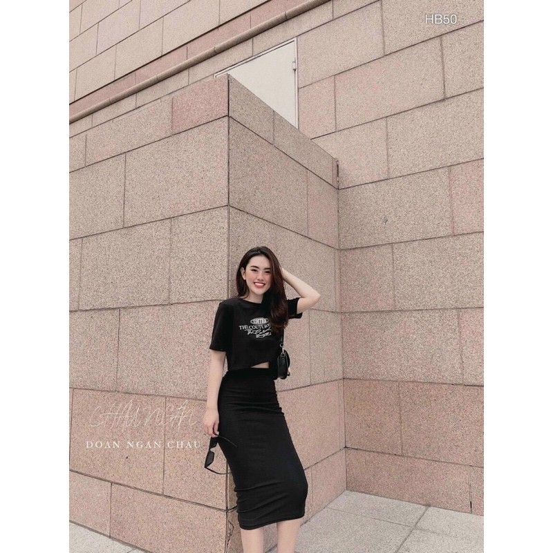 SET ÁO CROPTOP + CHÂN VÁY BÚT CHÌ