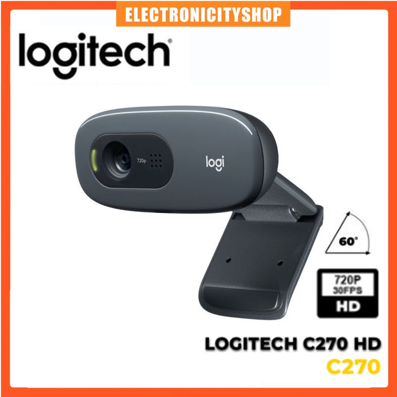 Webcam Logitech C270 mini độ phân giải HD 720P ống kính quang học có micro giảm tiếng ồn cổng cắm USB2.0 cho PC laptop