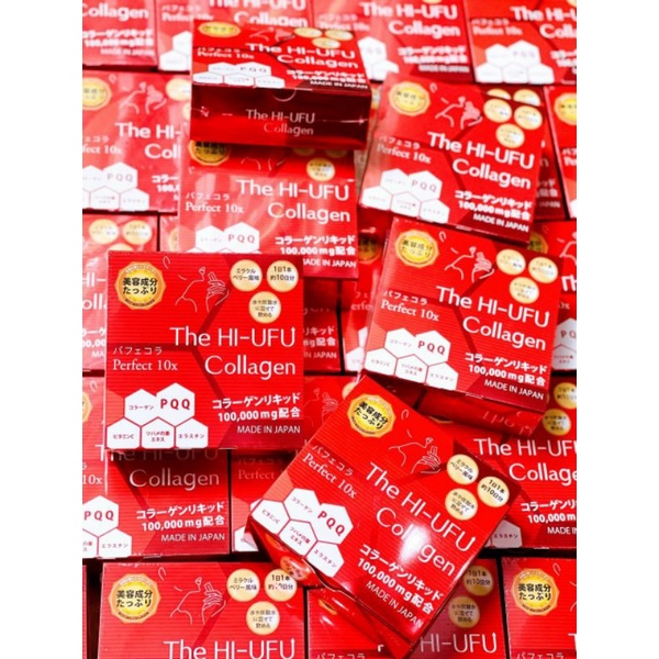 vỏ hộp đựng nước collagen THE HI UFU perfect 10x nhật bản