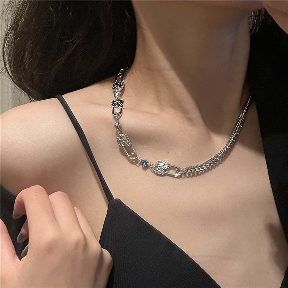 Vòng Cổ Choker Bằng Thép Titan Họa Tiết Hình Học Phong Cách Hip Hop Hàn Quốc