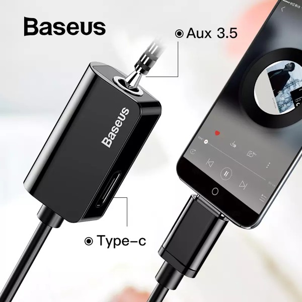 Cáp chuyển Type-C sang Audio 3.5mm + Type-C Baseus L40 - Hàng chính hãng - phukienorange