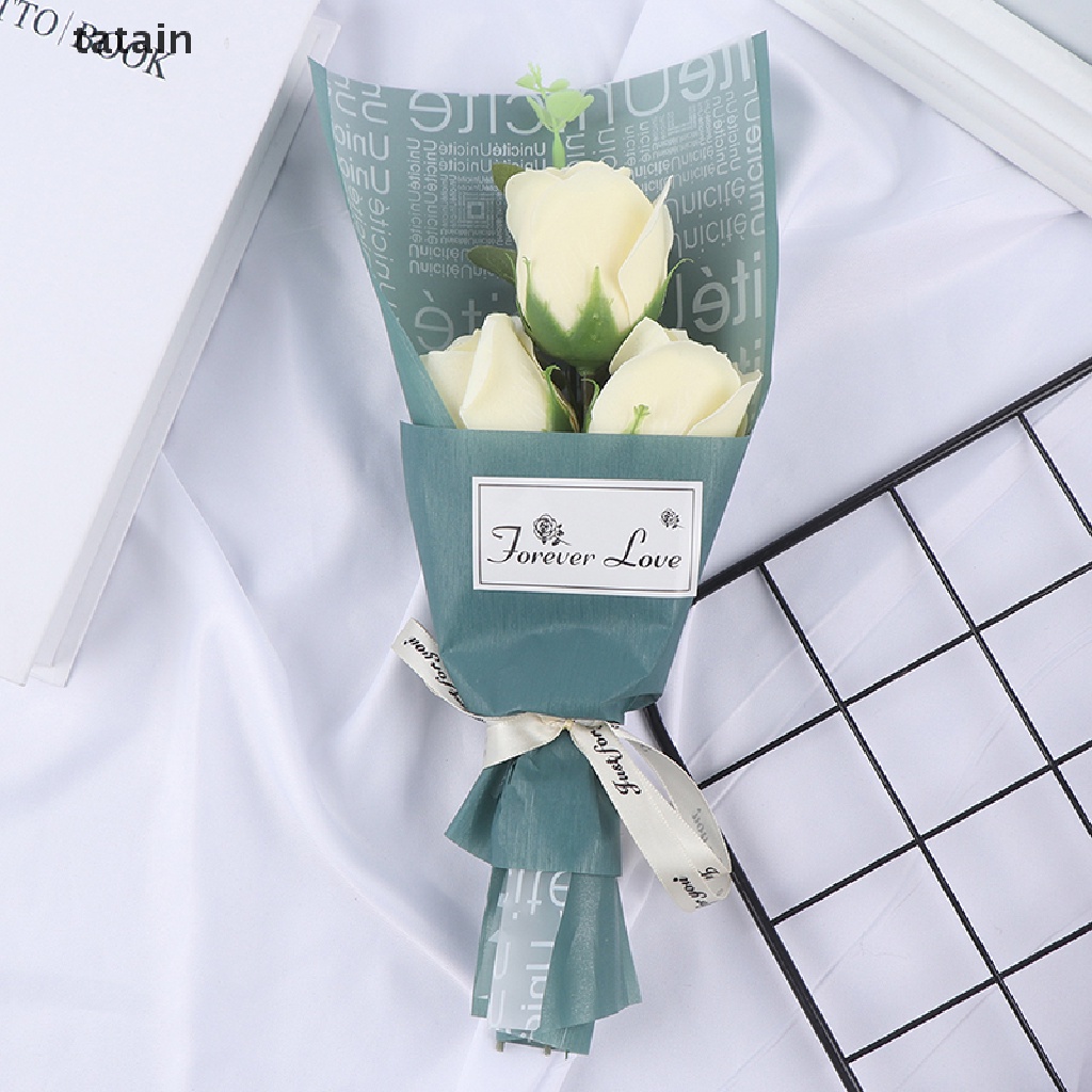 [TAT] 3Heads Rose Bouquet Handhold Soap Flower Mother's Day Gift Valentine's Day Decor CVX