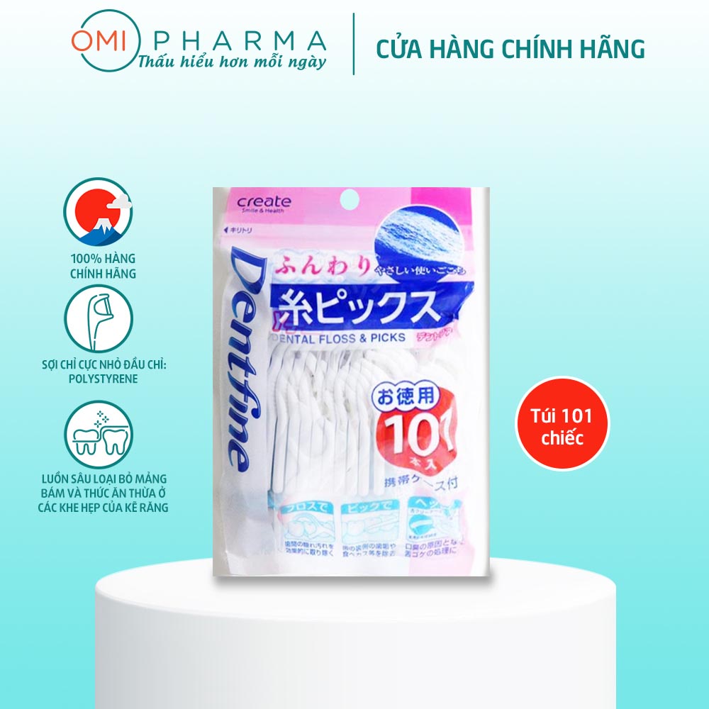 Tăm Chỉ Làm Sạch Kẽ Răng Dentfine Nhật Bản (Gói 101 chiếc)