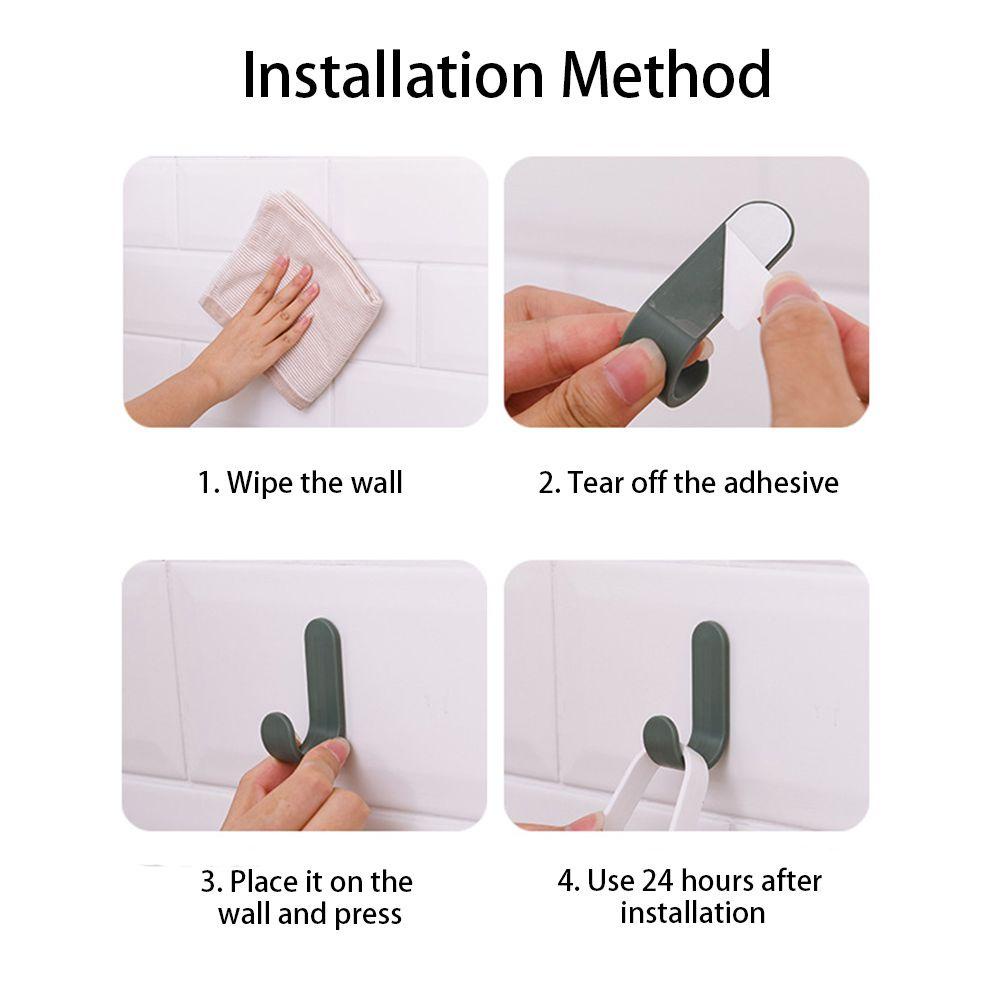 PISTA Bộ 4 Móc Treo Quần Áo Dán Tường Màu Trơn
