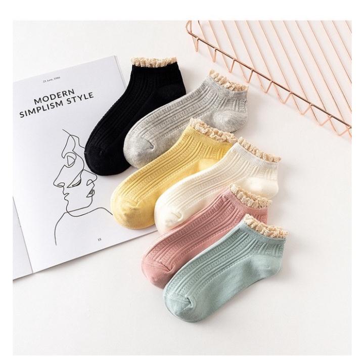 Set 10 Đôi Tất Nữ Cổ Ngắn Nhún Bèo phong cách Hàn Quốc xinh xắn dễ thương nhiều màu
