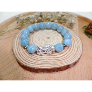 Vòng tay phong thuỷ đá aquamarine mix tỳ hưu