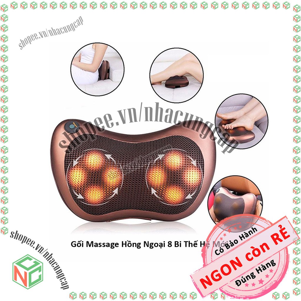 [KhoNCC] Gối Massage Hồng Ngoại 8 Bi - Giải Tỏa Căng Thẳng - Hỗ Trợ Điều Trị Đau Lưng - Cột Sống - NPD-5818-GoiMatXa8bi