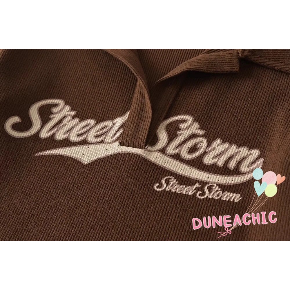 DUNEA Áo Sơ Mi Nữ Thêu Chữ Thời Trang