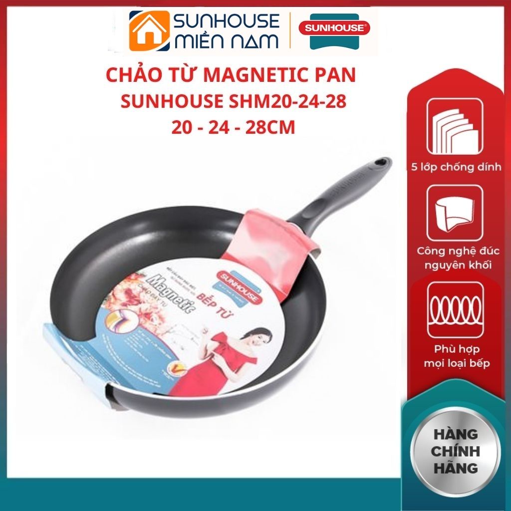 (HCM Giao 2H) Chảo chống dính đáy từ SHM20 SHM24 SHM28 SUNHOUSE chảo từ tráng đá có tính kháng khuẩn