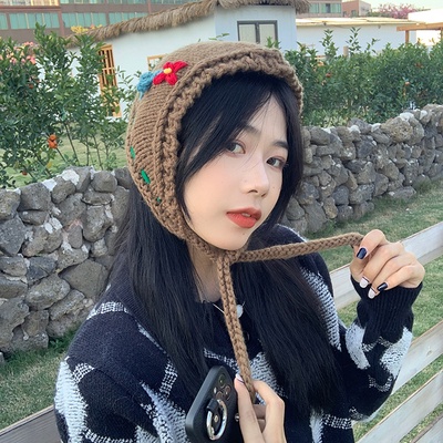 Mũ Len Dệt Kim Thủ Công Bảo Vệ Tai Kiểu Vintage Dễ Thương Cho Bé Gái