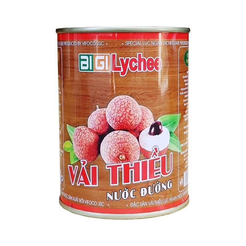 [DATE 05.2023] Vải Thiều Ngâm Nước Đường BIGI Đóng Lon 565g - VIFOCO