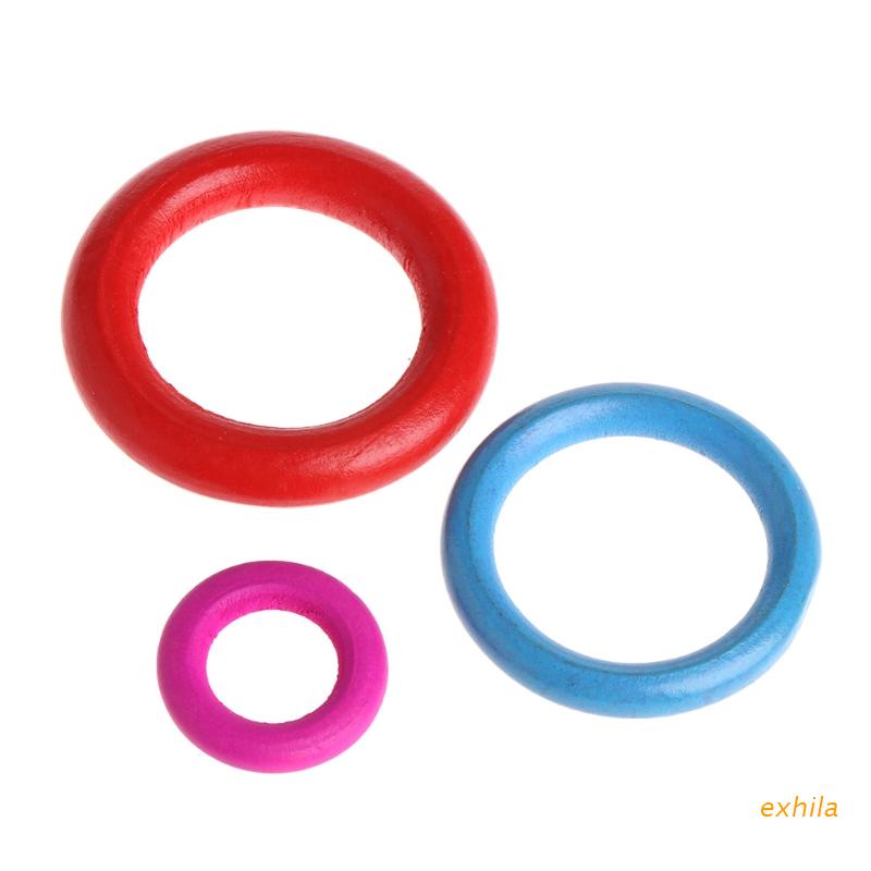 exhila 10 Pcs/Bag Wood Rings Parrot Toys Accessories Colorful Random Color DIY Ornament