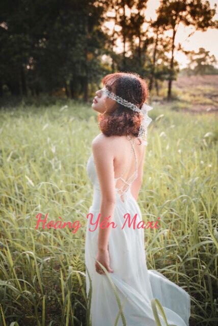 🍅Váy maxi trắng 2 tà 🍁freeship🍁đan dây lưng xẻ tà bay bổng | BigBuy360 - bigbuy360.vn