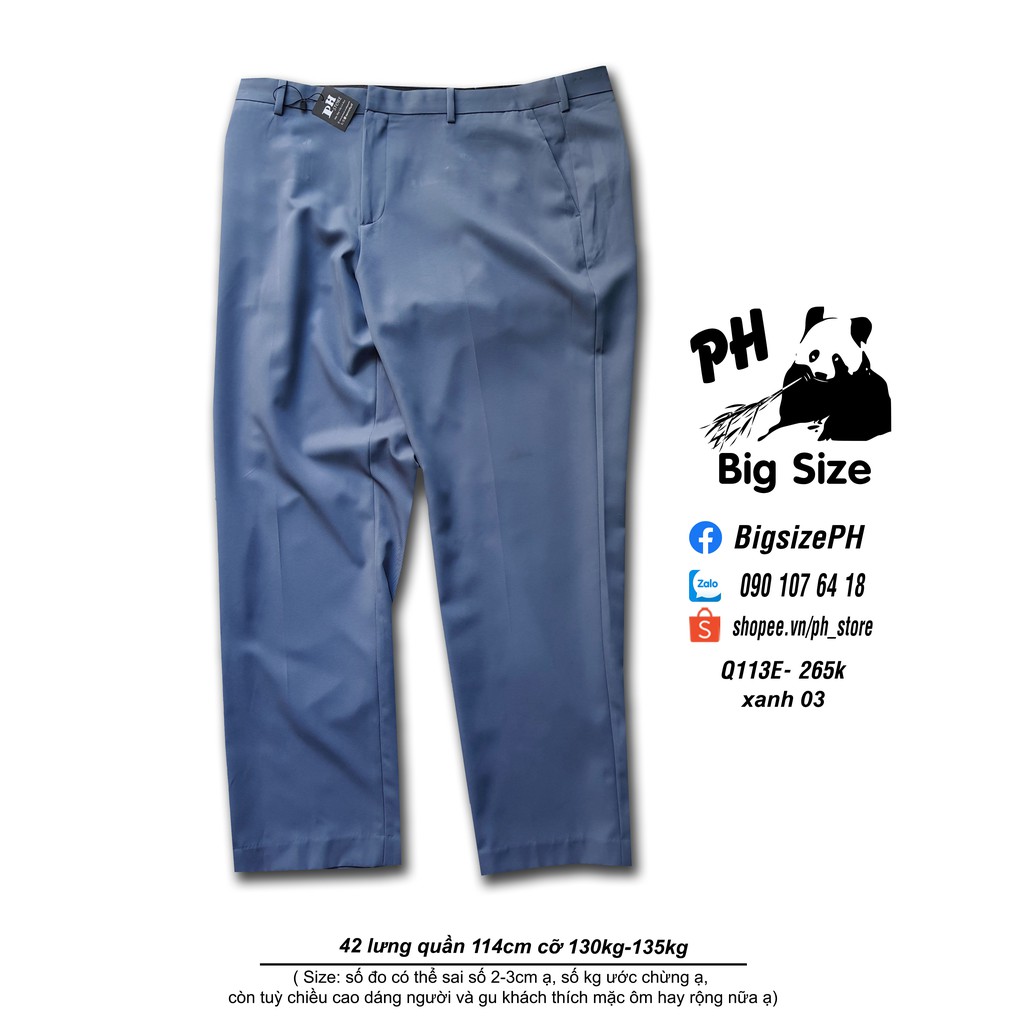 [Nowship/Grab] - [#Bigsize 95kg-135Kg]- Quần Tây xanh công sở ống suông size 38 42- Q113E