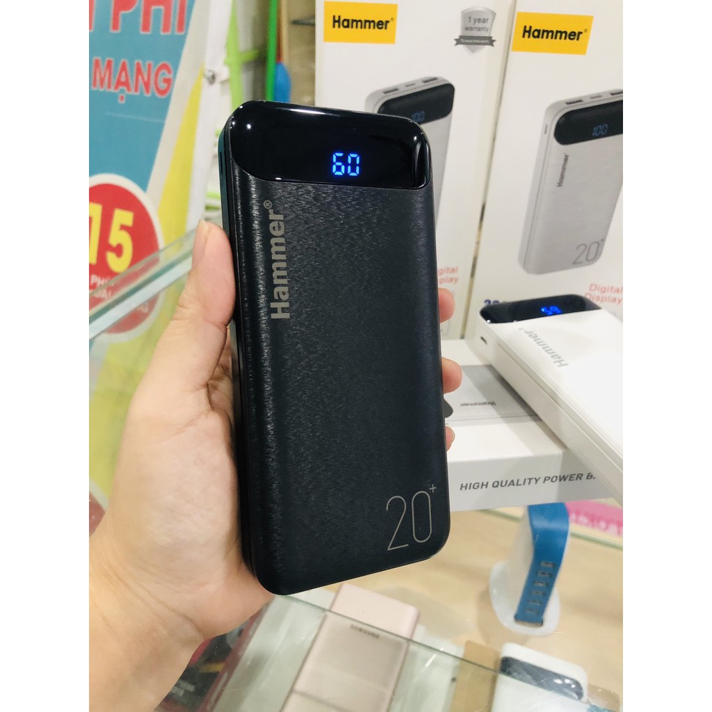 PIN DỰ PHÒNG HAMMER (H14) 20.000 MAH, CHÍNH HÃNG, CÓ LCD, Chính Hãng, bảo hành 12 tháng