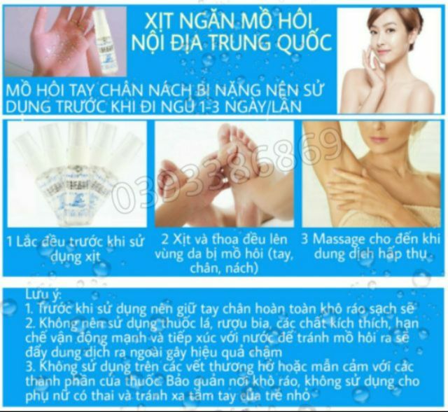 XỊT NGĂN MỒ HÔI TAY CHÂN MỒ HÔI NÁCH NỘI ĐỊA TRUNG QUỐC