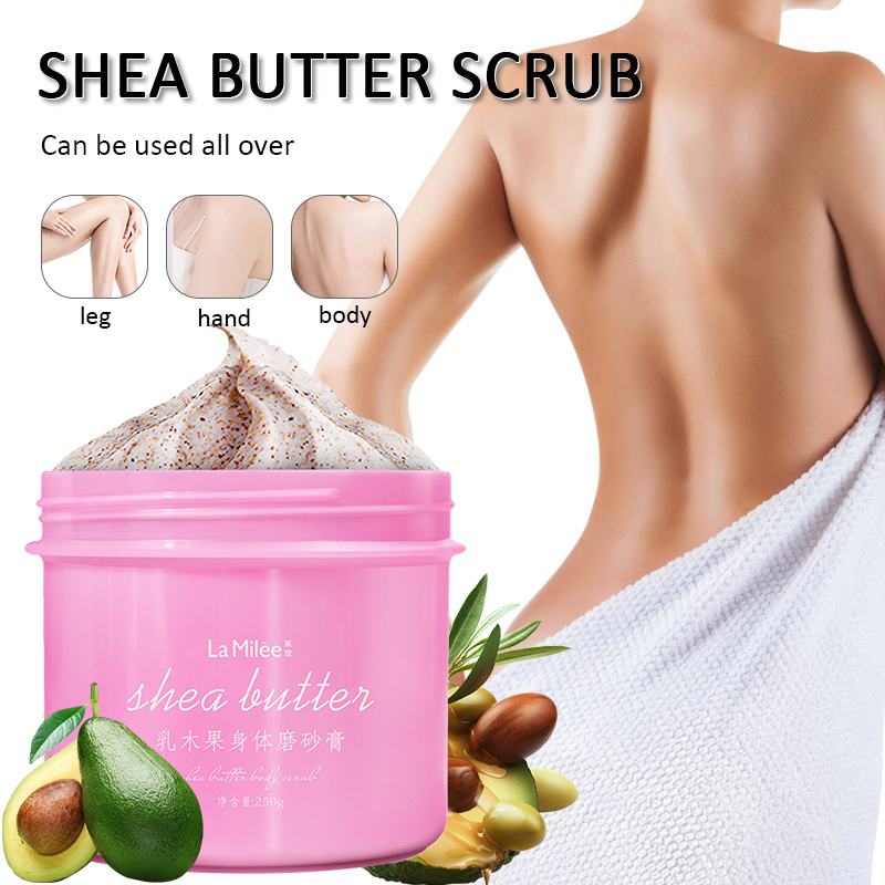 【100%ORIGINAL】 LAMILEE Exfoliating Gel Body Scrub Cream Shea Butter Fruit Skin Whitening Go Cutin Dead Skin Moisturizing Body Care 250G 【COD&FREE】