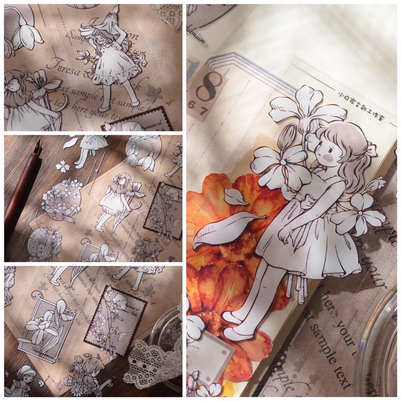 8 mẫu băng dính PET tape hoạ tiết hoa và nhân vật