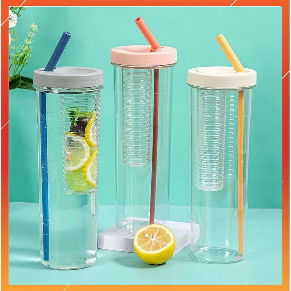 Bình đựng nước DETOX có lõi khuấy độc đáo dung tích 700ml kèm ống hút