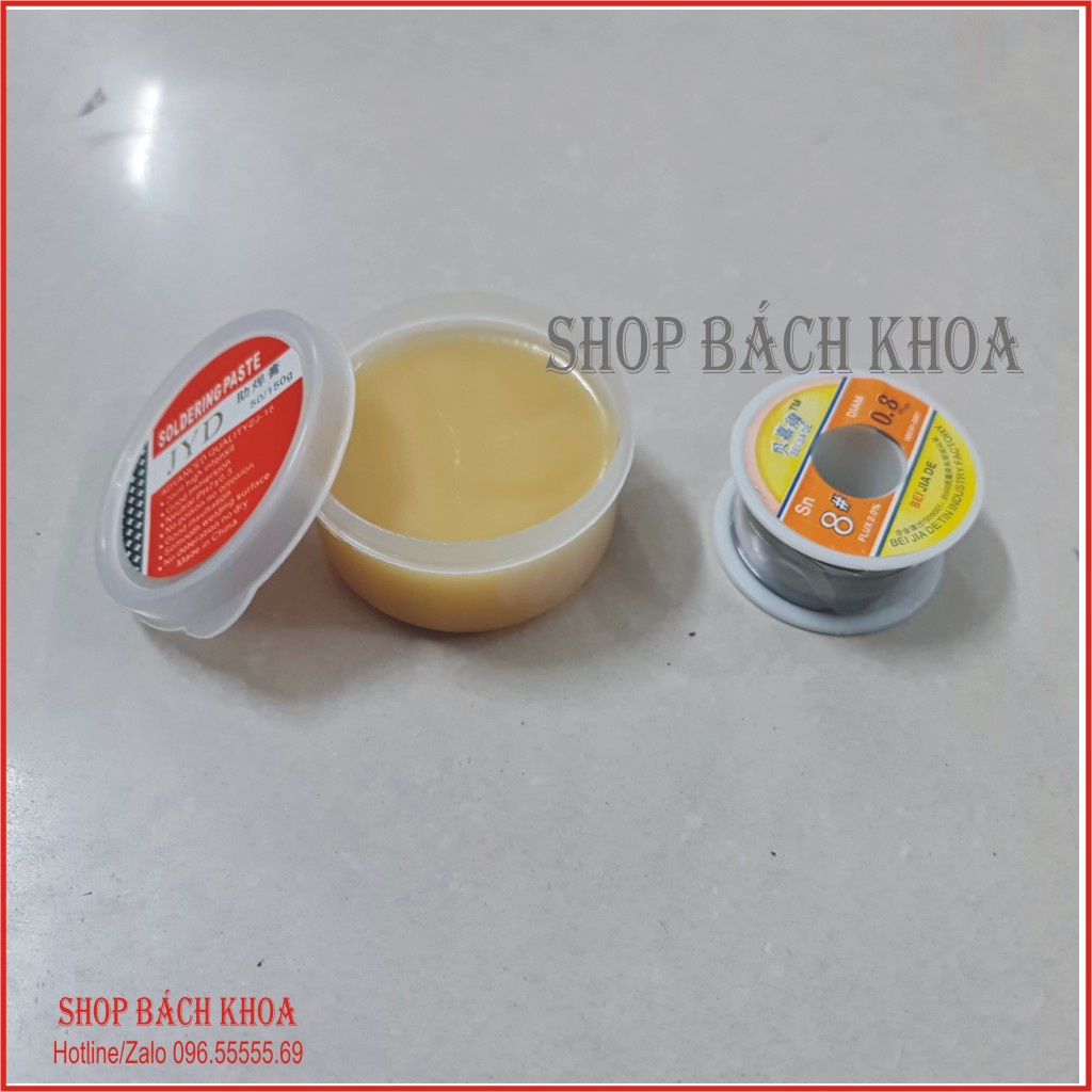 COMBO SIÊU RẺ 1 hộp mỡ hàn thay thế nhựa thông + 1 cuộn thiếc hàn điện tử. Hàng chất lượng cao. Shop Bách Khoa
