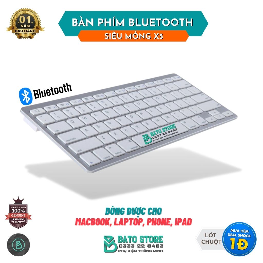 Bàn Phím Bluetooth Không Dây X5, Kiểu Dáng MAC, Thiết Kế Sang Trọng, Nhỏ Gọn, Tiện Lợi