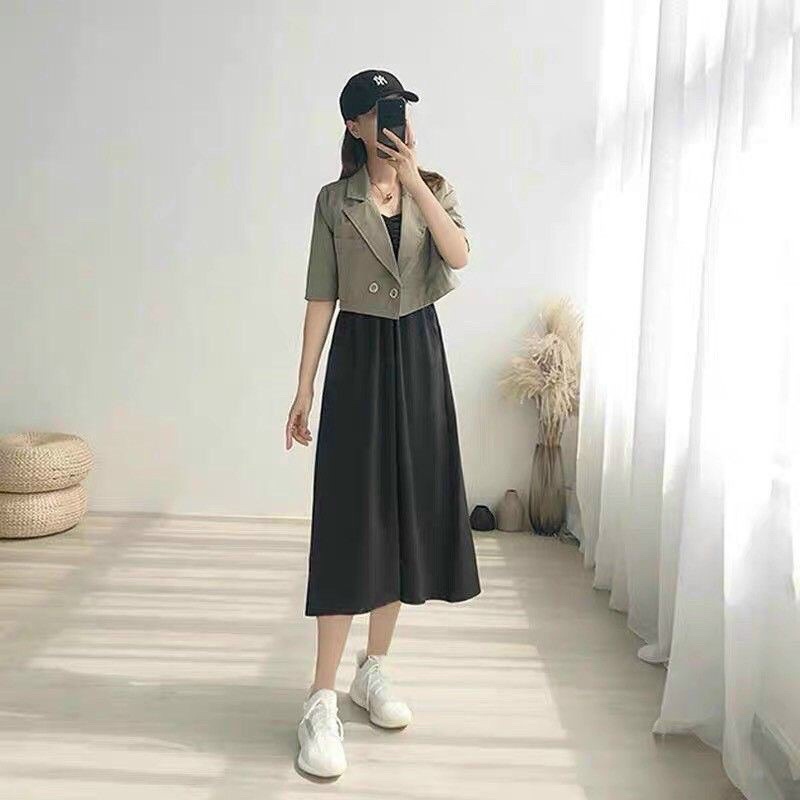 Set váy midi 2s kèm áo khoác vest croptop