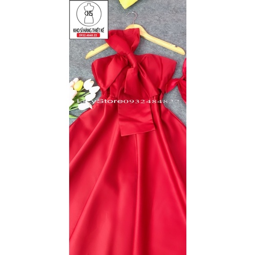 ĐẦM XOÈ MẶC CƯỚI NƠ NGỰC KÈM CÀI TÓC NƠ VOAN full size S/M/L/XL ( hàng có sẳn)