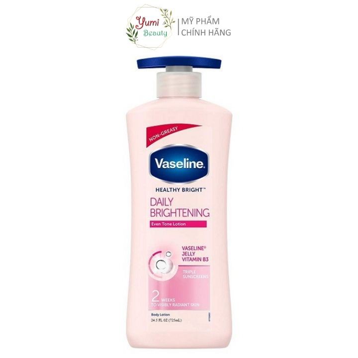 Sữa dưỡng thể Vaseline Healthy Bright Daily Brightening 725ml - mỹ phẩm Yumi Beauty