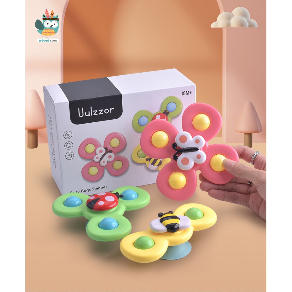 Set 3 con quay spinner cho bé, đồ chơi hình côn trùng dễ thương. Chất liệu an toàn cho trẻ