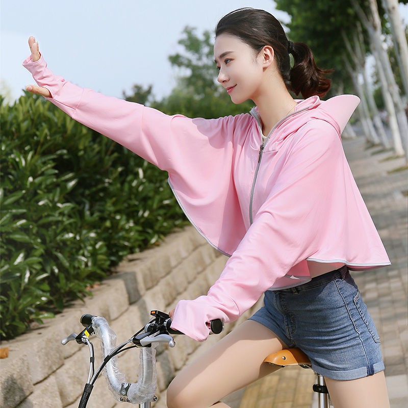 Áo Khoác Chống Nắng Dài Tay Có Nón Trùm Phong Cách Trẻ Trung Dành Cho Nữ