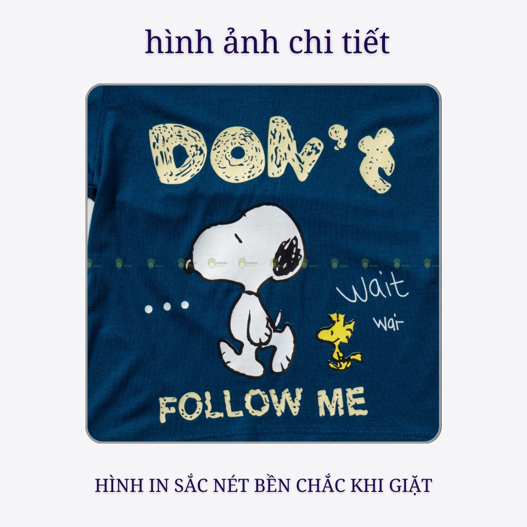 Bộ Cộc Tay Cho Bé Trai, Bé Gái Minky Mom Vải Thun Lạnh Hoạ Tiết Snoopy, Bộ Quần Áo Trẻ Em Mặc Nhà MKM2247