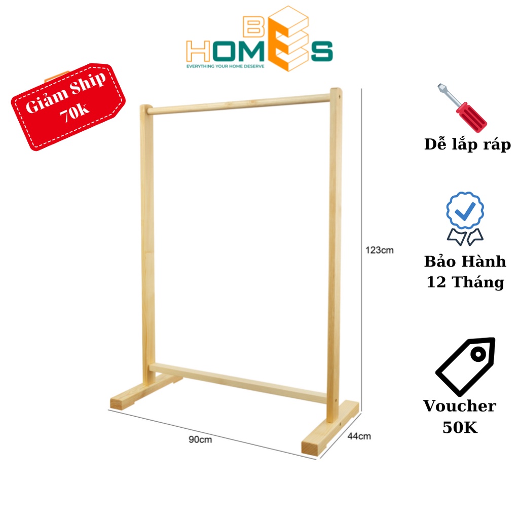 Giá treo quần áo gỗ đơn Behomes - nội thất phòng ngủ
