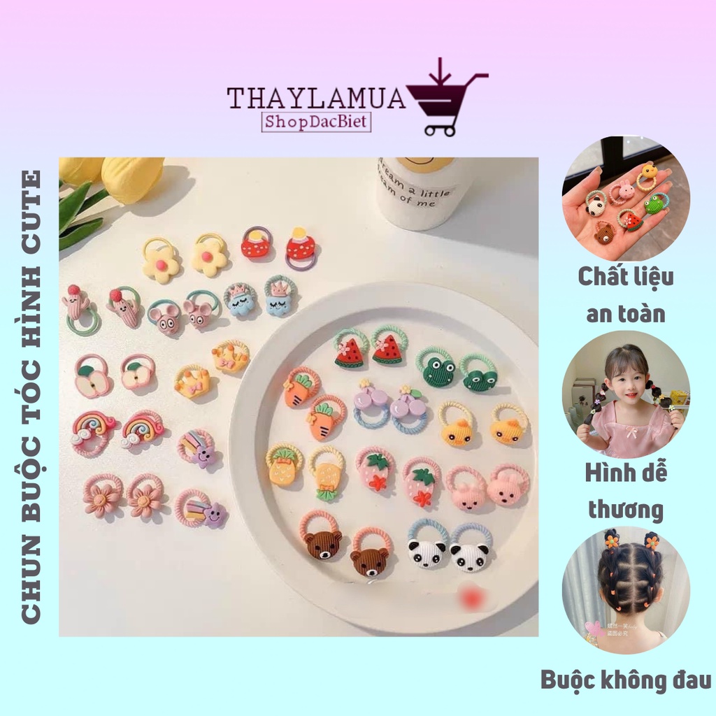 Chun Buộc Tóc Cute - Dây Buộc Tóc Nhiều Hình Dễ Thương Cho Bé Gái