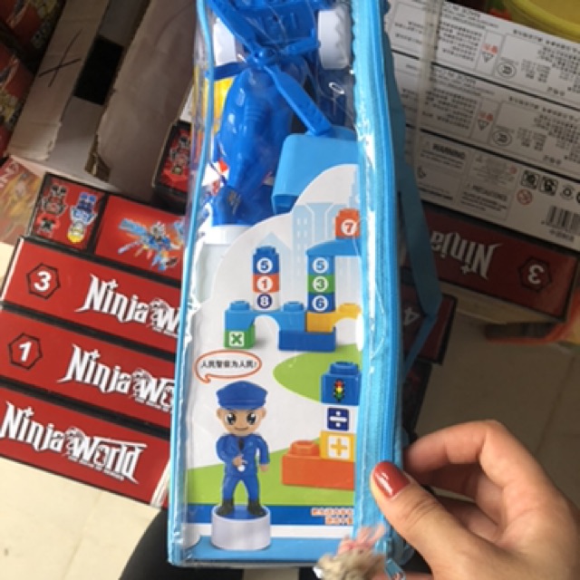 Bộ balo xếp hình to hình cảnh sát ‍♀️ cho bé( bộ 50 chi tiết)