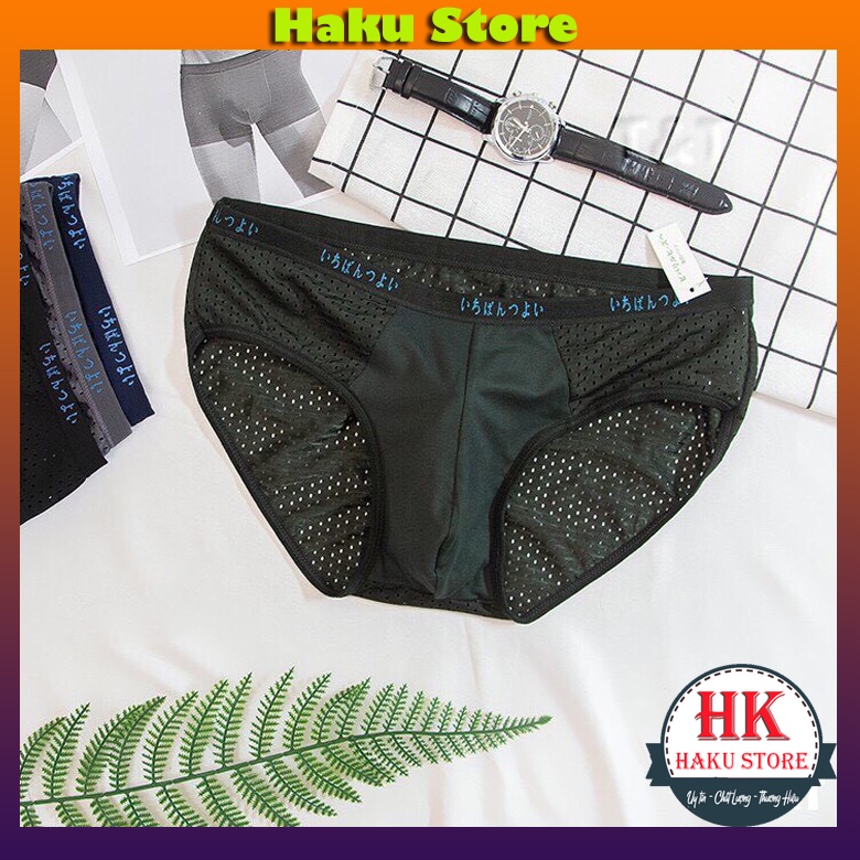= 6 Quần Lót Nam thông hơi lưới Nhật, Quần Sịp Nam Chéo Kháng Khuẩn Thấm Hút Và Co Dãn Tốt