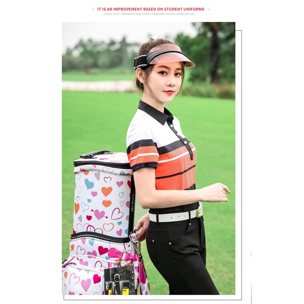 Bộ Đồ Thể Thao Đánh Golf Kẻ Sọc Co Giãn Cho Nữ