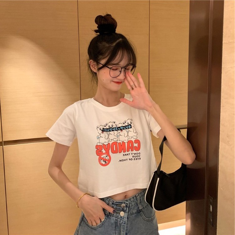 Áo croptop nữ ulzzang in hình gấu candy đôi nam nữ C26 - MaoMao