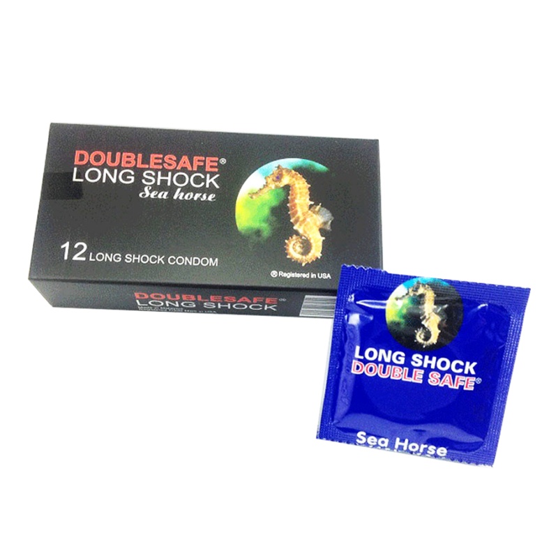 Bao cao su Cá Ngựa Double Safe LONG SHOCK - Hộp 12 cái - BCS DOUBLESAFE LONGSHOCK