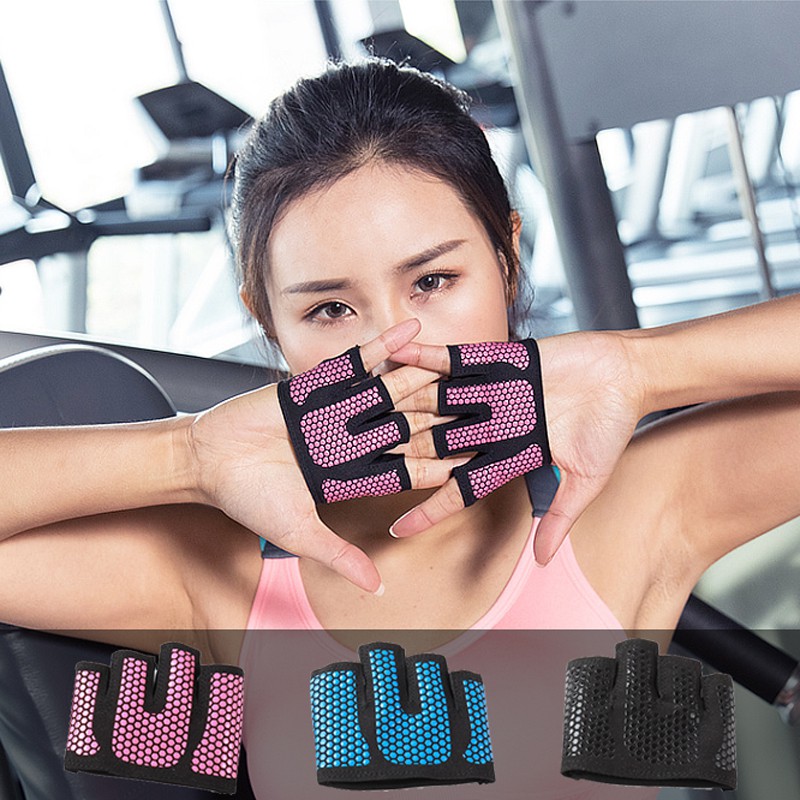 Găng tay nữ tập gym nửa bàn chính hãng Aolikes-111