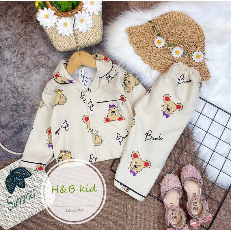 Bộ đồ ngủ Pyjama dài tay hoạ tiết dễ thương cho bé iu 9-20kg