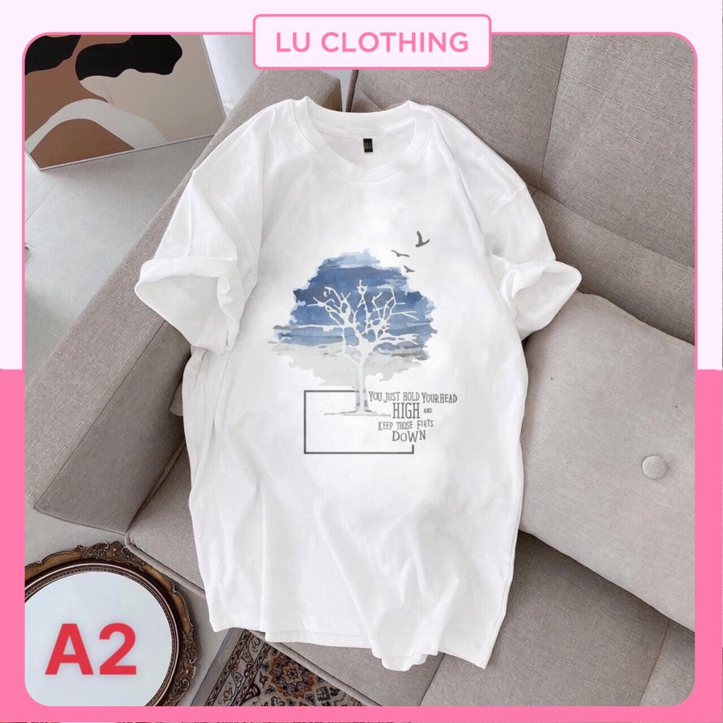 Áo thun unisex in hình cây, A2 áo phông nam nữ ngắn tay màu trắng A2 - LUCLOTHING