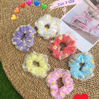 [Siêu rẻ] Buộc tóc Srunchies 2 lớp hoa cúc siêu dày dặn